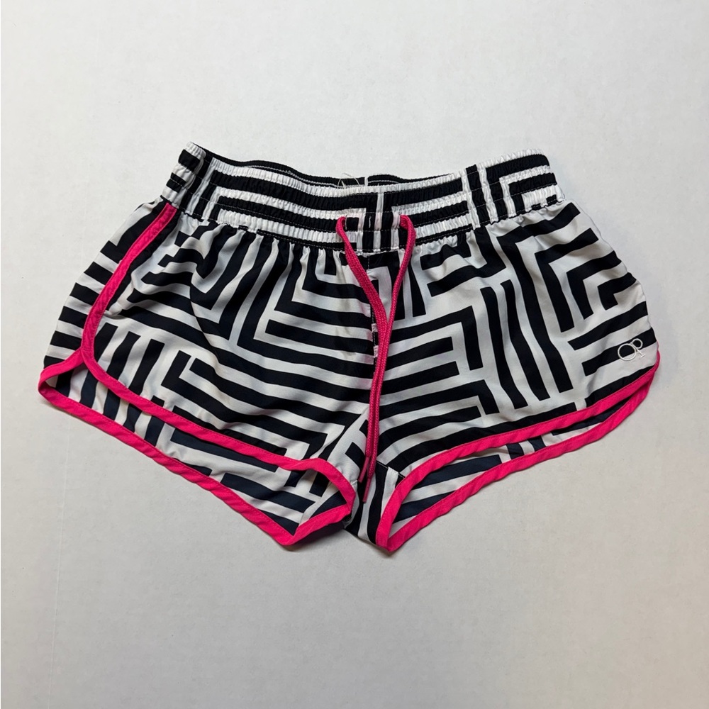 Ocean Pacific Geometric Patterned Black White And Pink Girls Small‎ Board Shorts